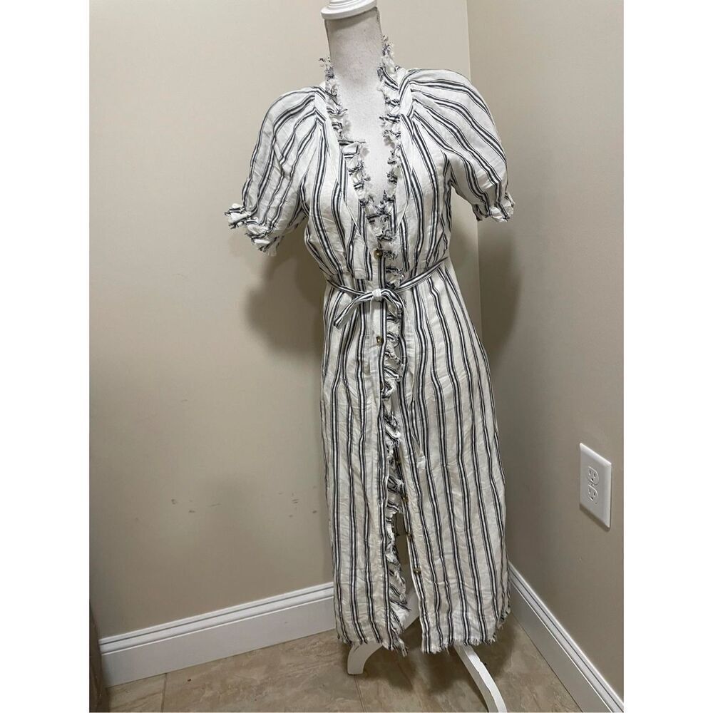 New Anthropologie Pilcro Ruffle-Collar Buttondown Dress Size 8 - Picture 4 of 9